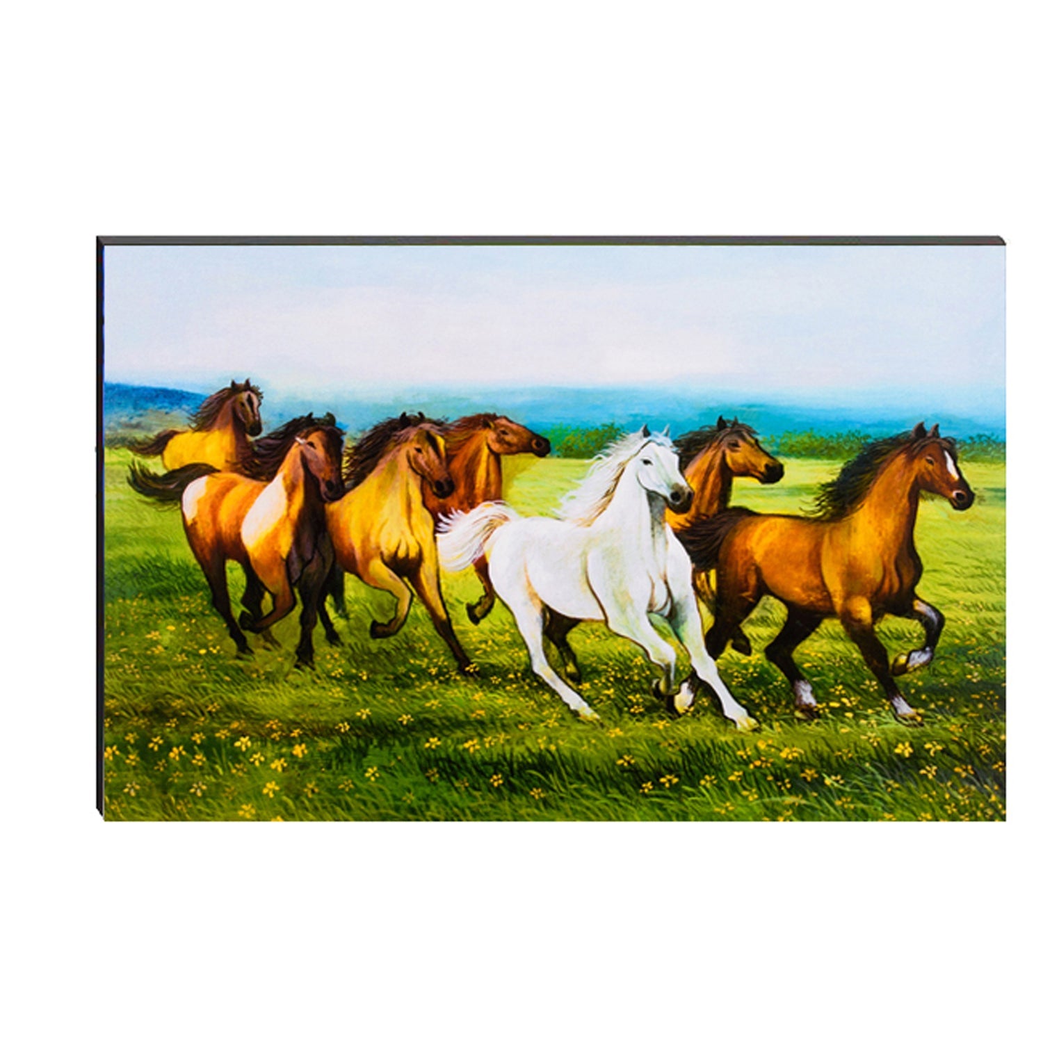6MM MDF 7 Lucky Running Horses Satin Matt Texture UV Art Painting Kafalo
