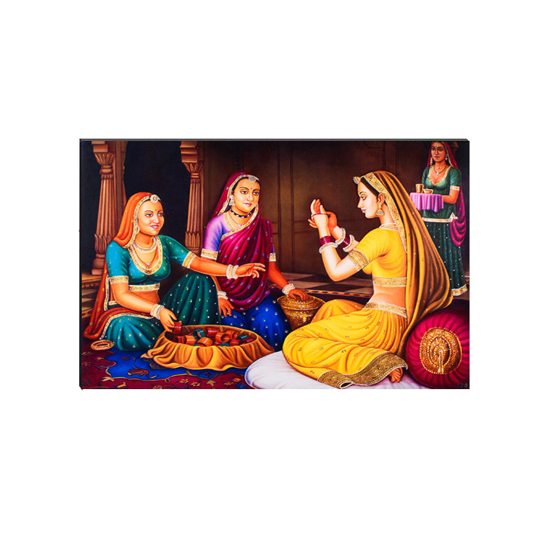6MM MDF Village Women Satin Matt Texture UV Art Painting Kafalo