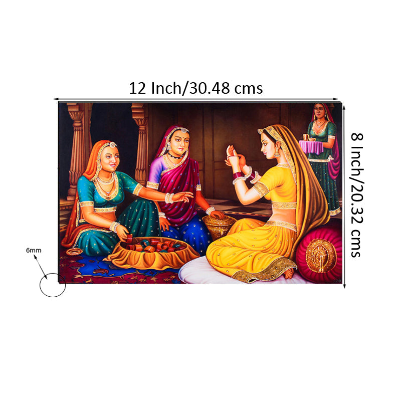 6MM MDF Village Women Satin Matt Texture UV Art Painting Kafalo