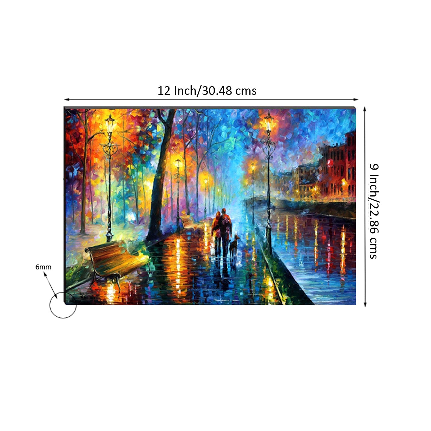 6MM MDF Couple on Road View Satin Matt Texture UV Art Painting Kafalo