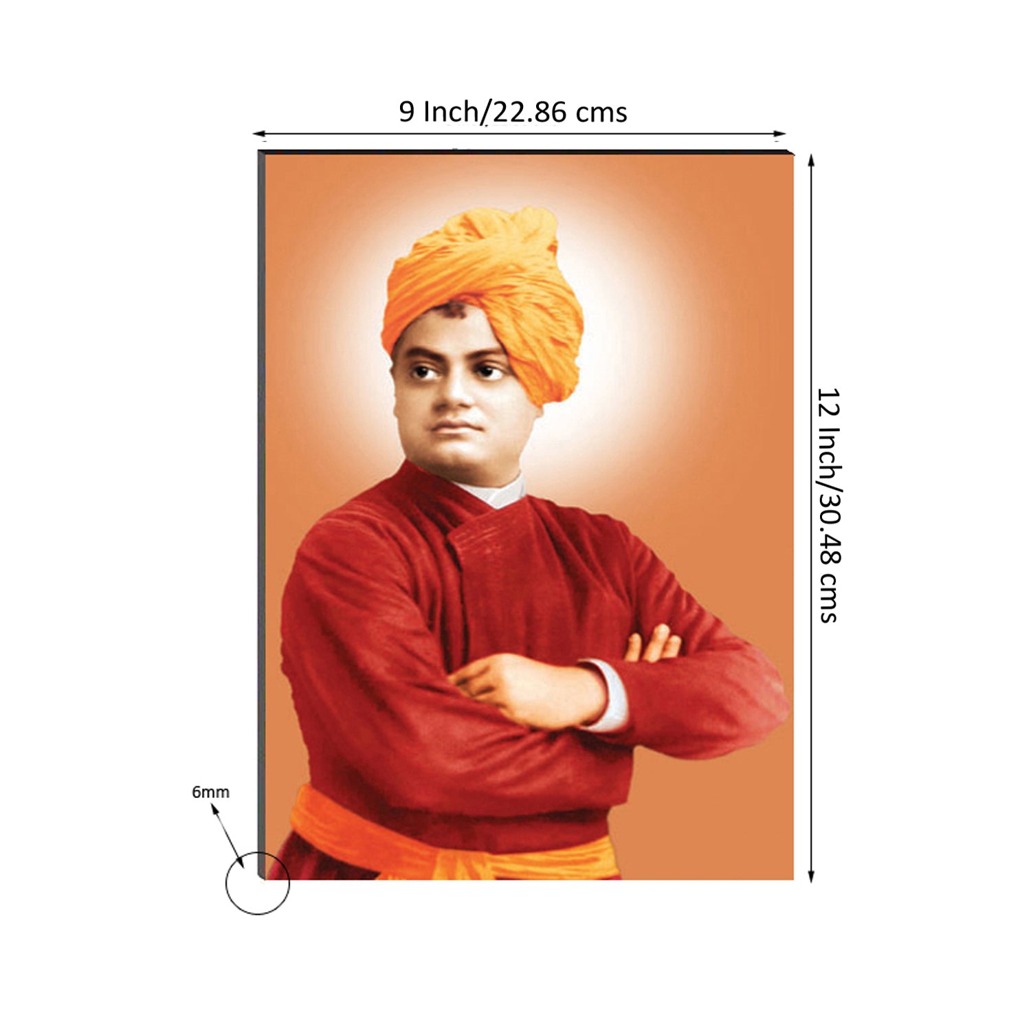6MM MDF Swami Vivekanand Satin Matt Texture UV Art Painting Kafalo