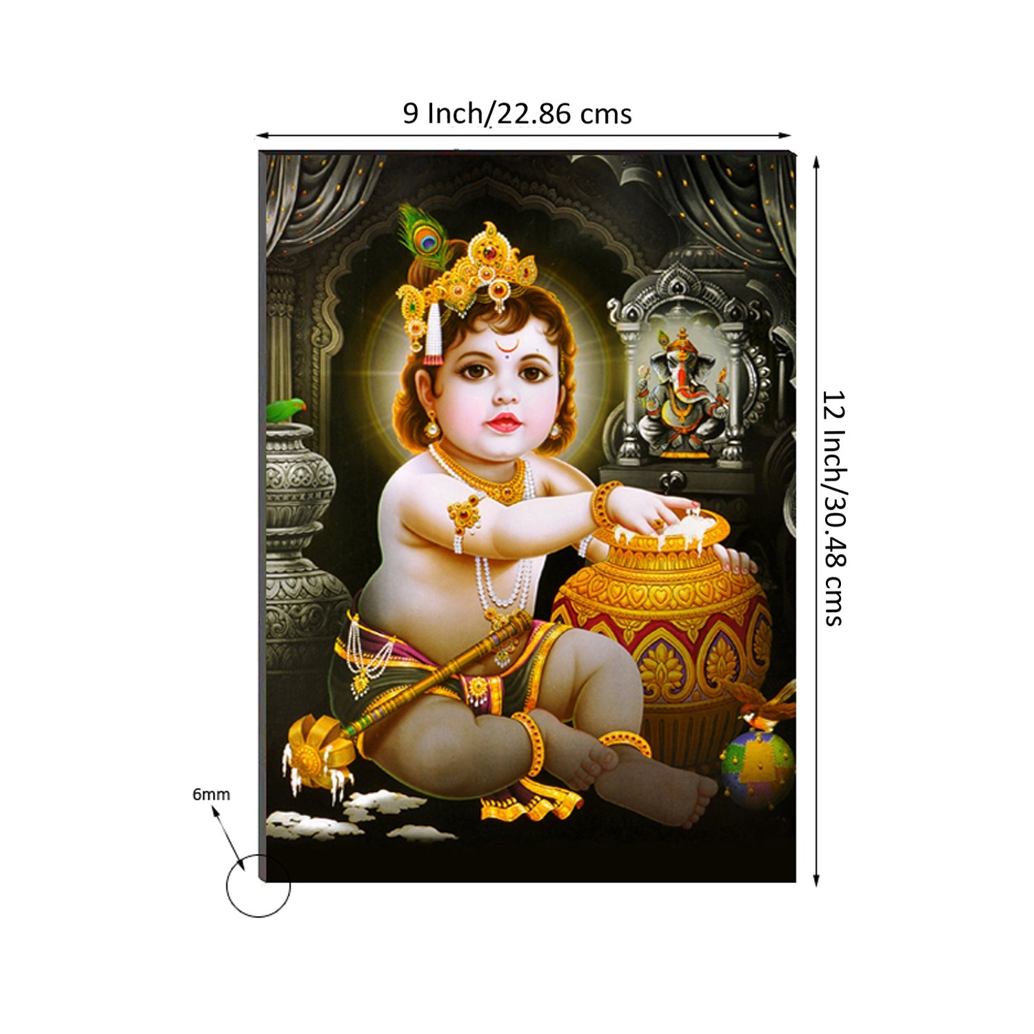 6MM MDF Lord Krishna Satin Matt Texture UV Art Painting Kafalo