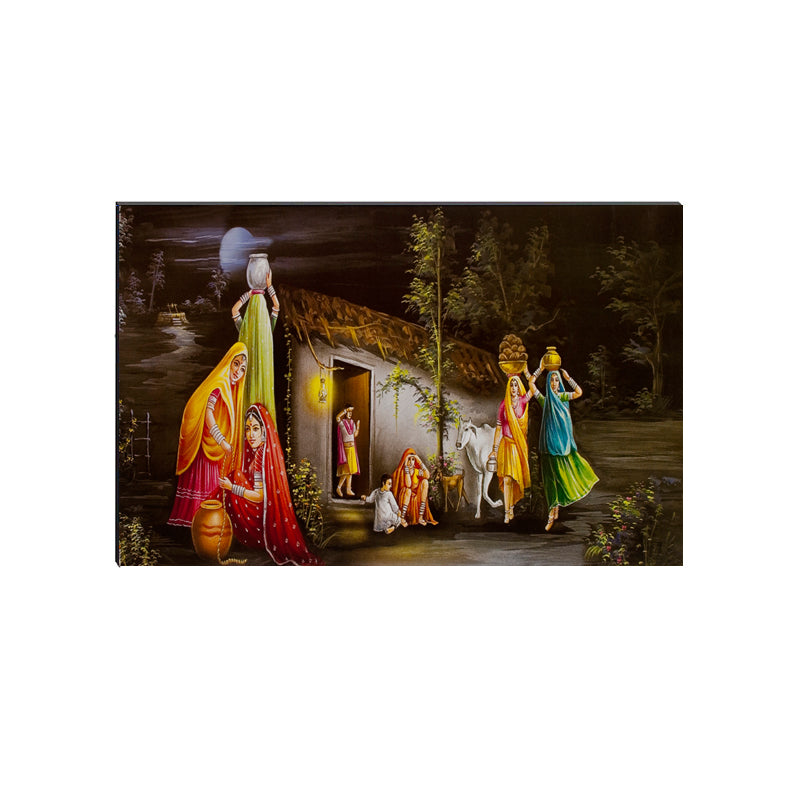 6MM MDF Village Scene Satin Matt Texture UV Art Painting Kafalo