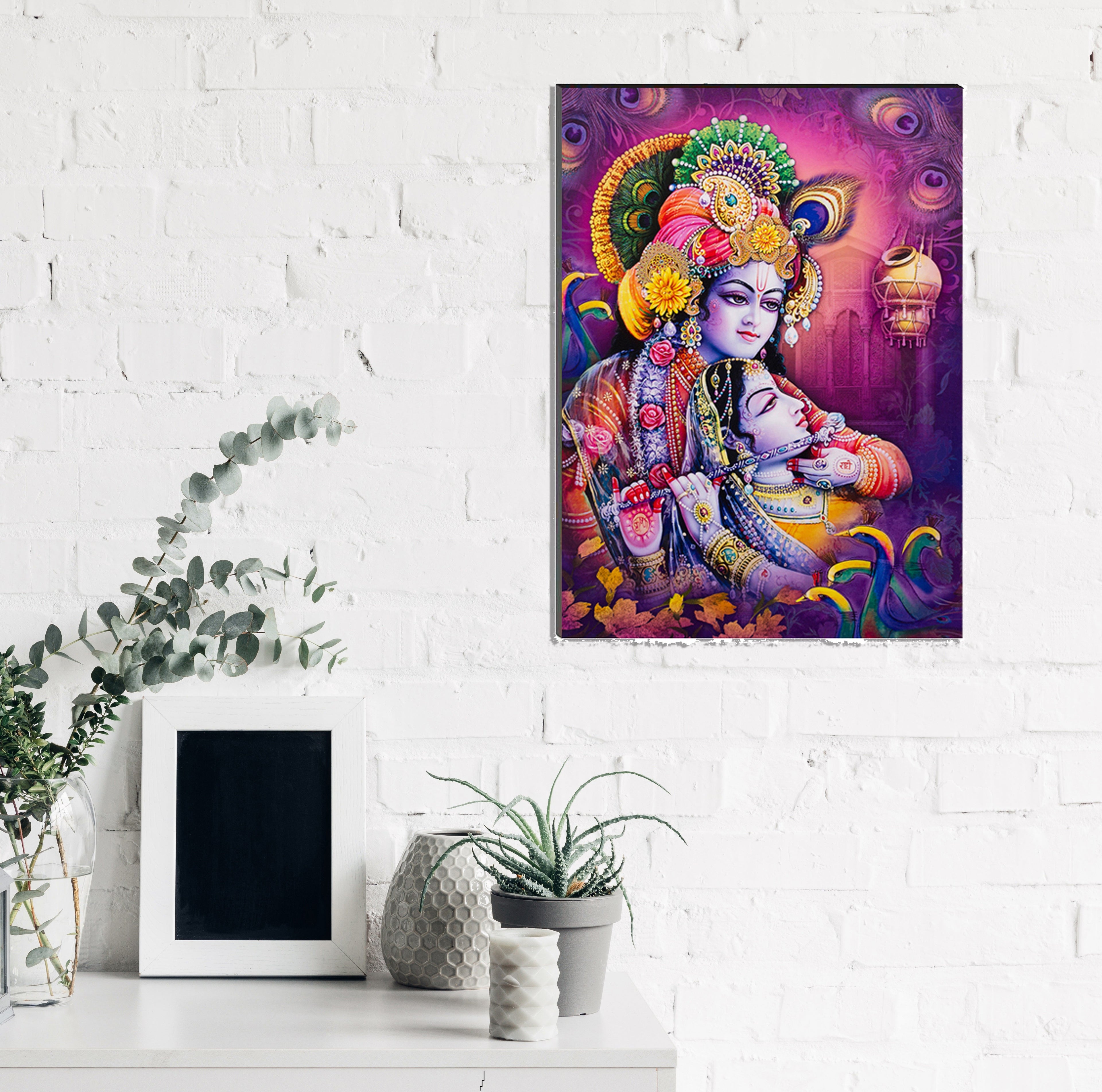 6MM MDF Radha Krishna Satin Matt Texture UV Art Painting Kafalo