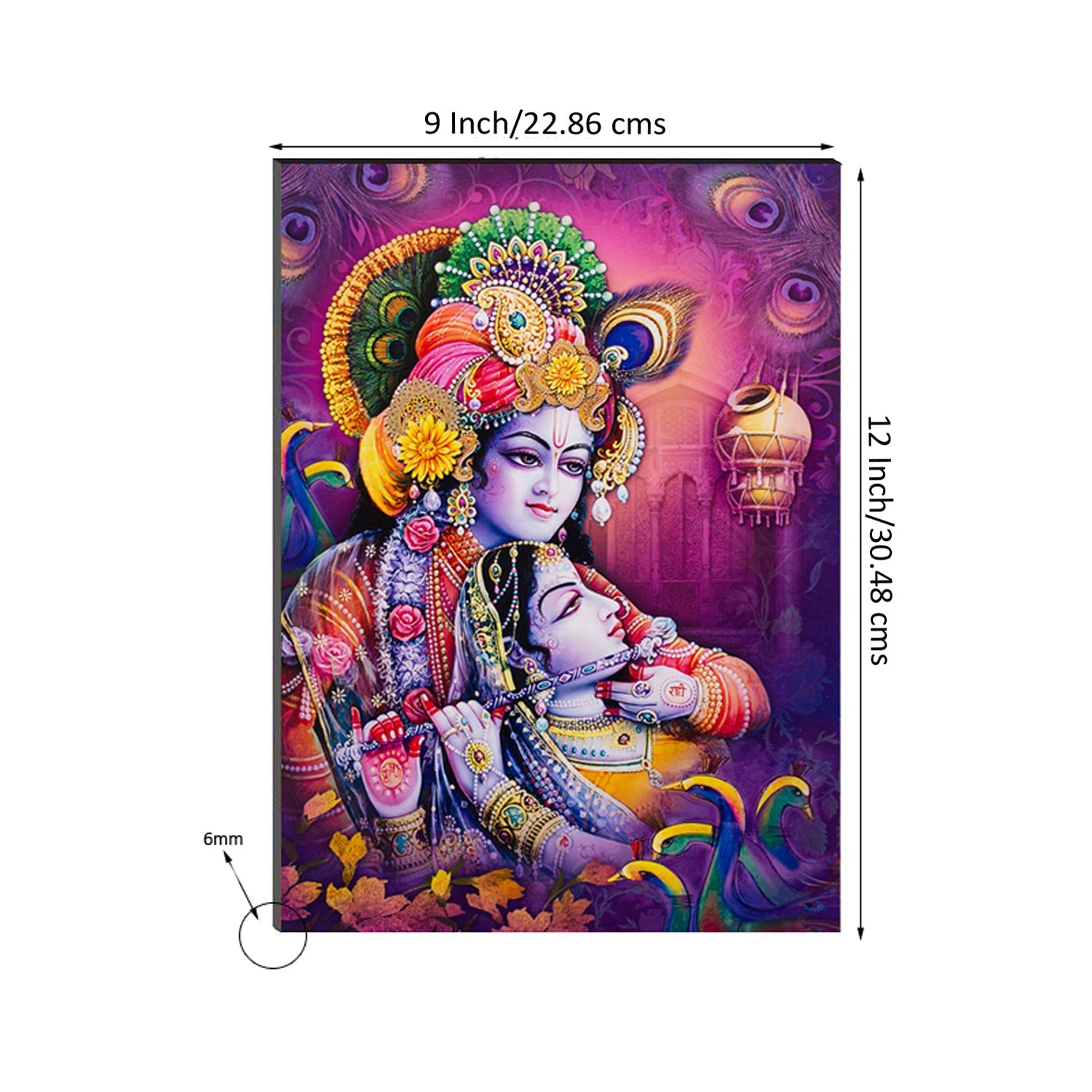 6MM MDF Radha Krishna Satin Matt Texture UV Art Painting Kafalo