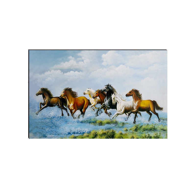 6MM MDF Running 7 Lucky Horses Satin Matt Texture UV Art Painting Kafalo