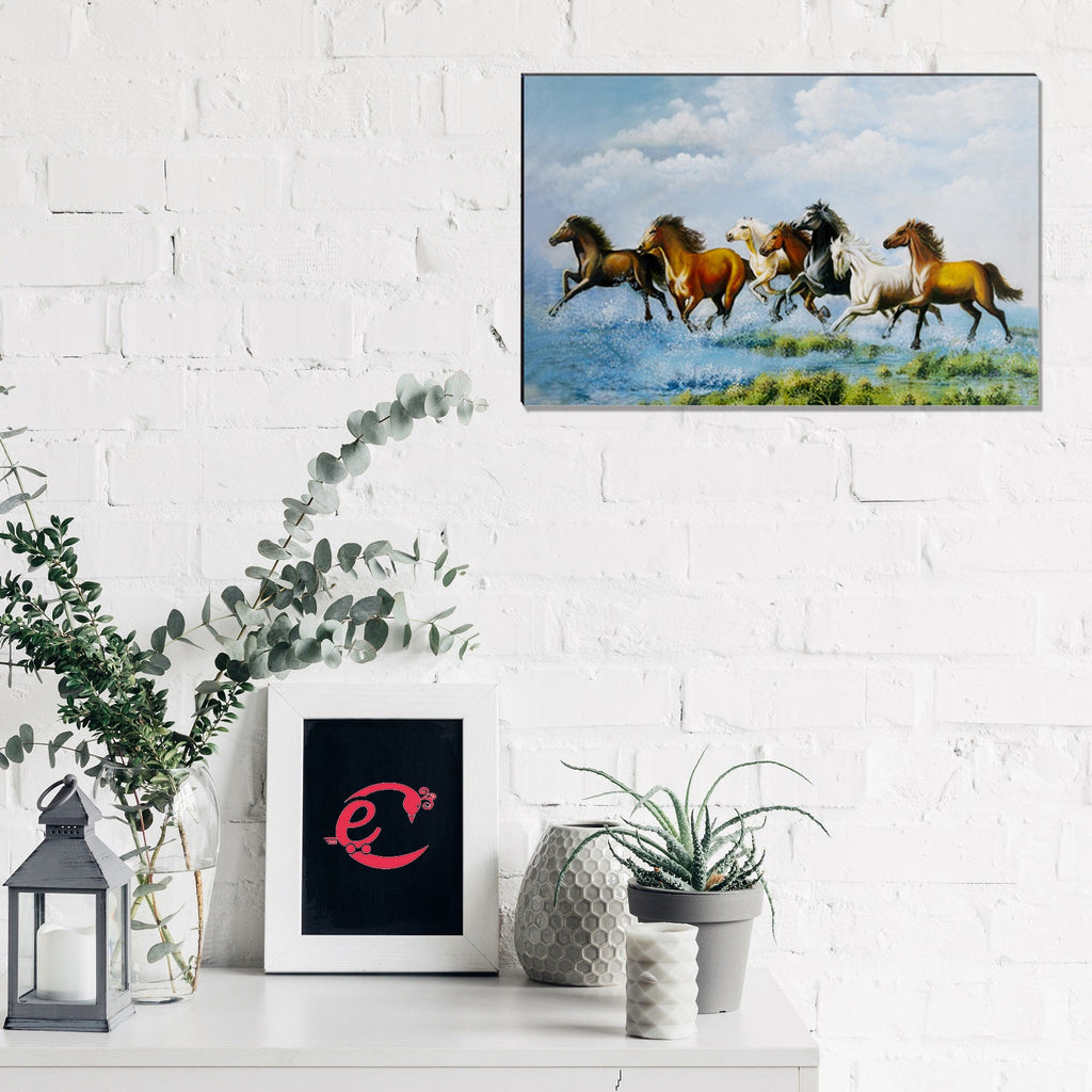 6MM MDF Running 7 Lucky Horses Satin Matt Texture UV Art Painting Kafalo