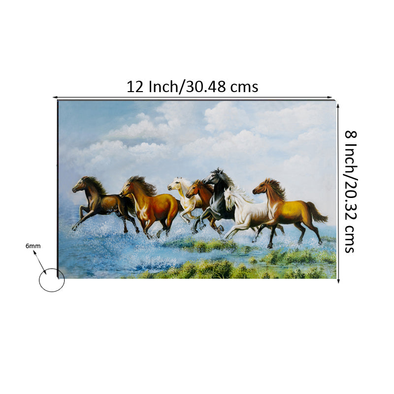 6MM MDF Running 7 Lucky Horses Satin Matt Texture UV Art Painting Kafalo