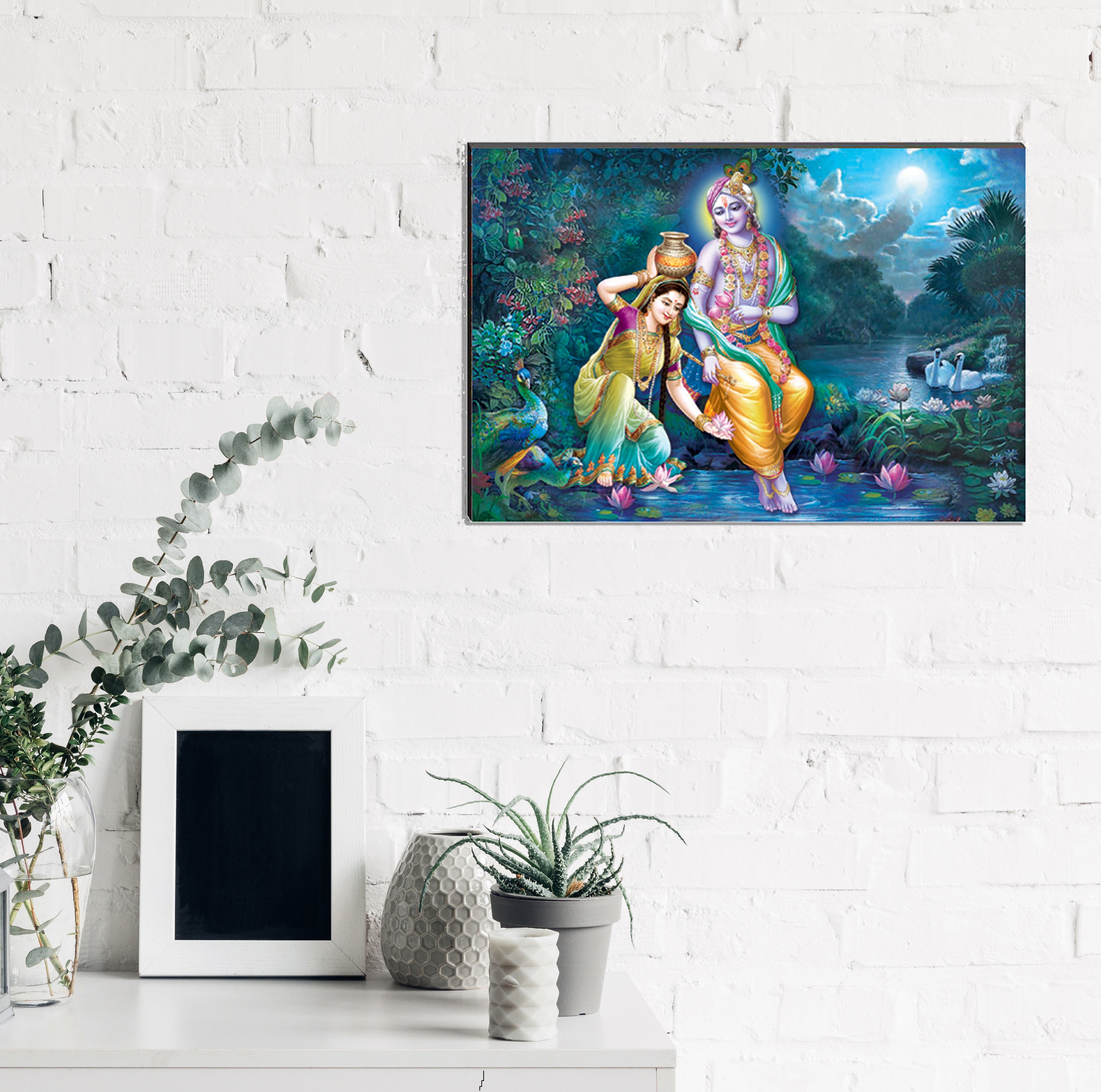 6MM MDF Radha Krishna Satin Matt Texture UV Art Painting Kafalo