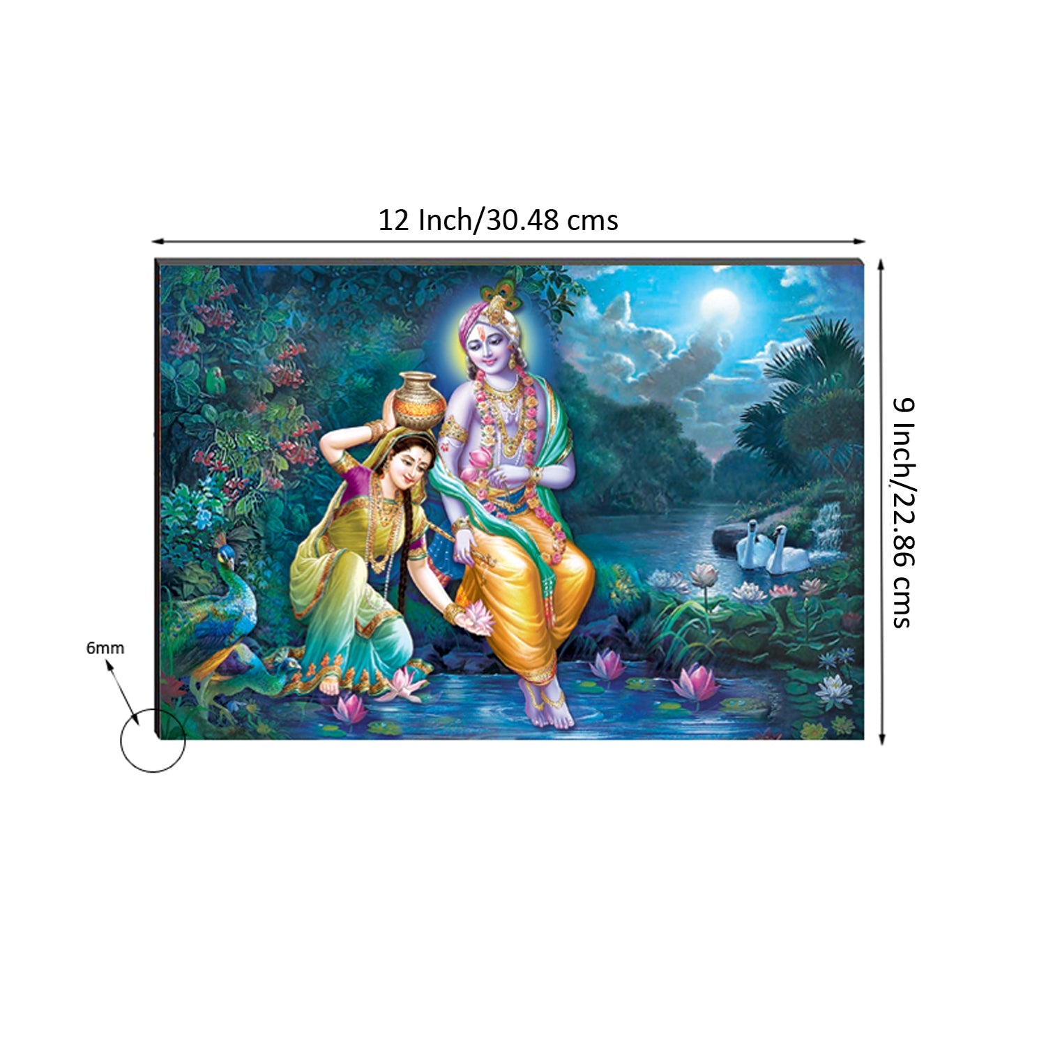 6MM MDF Radha Krishna Satin Matt Texture UV Art Painting Kafalo