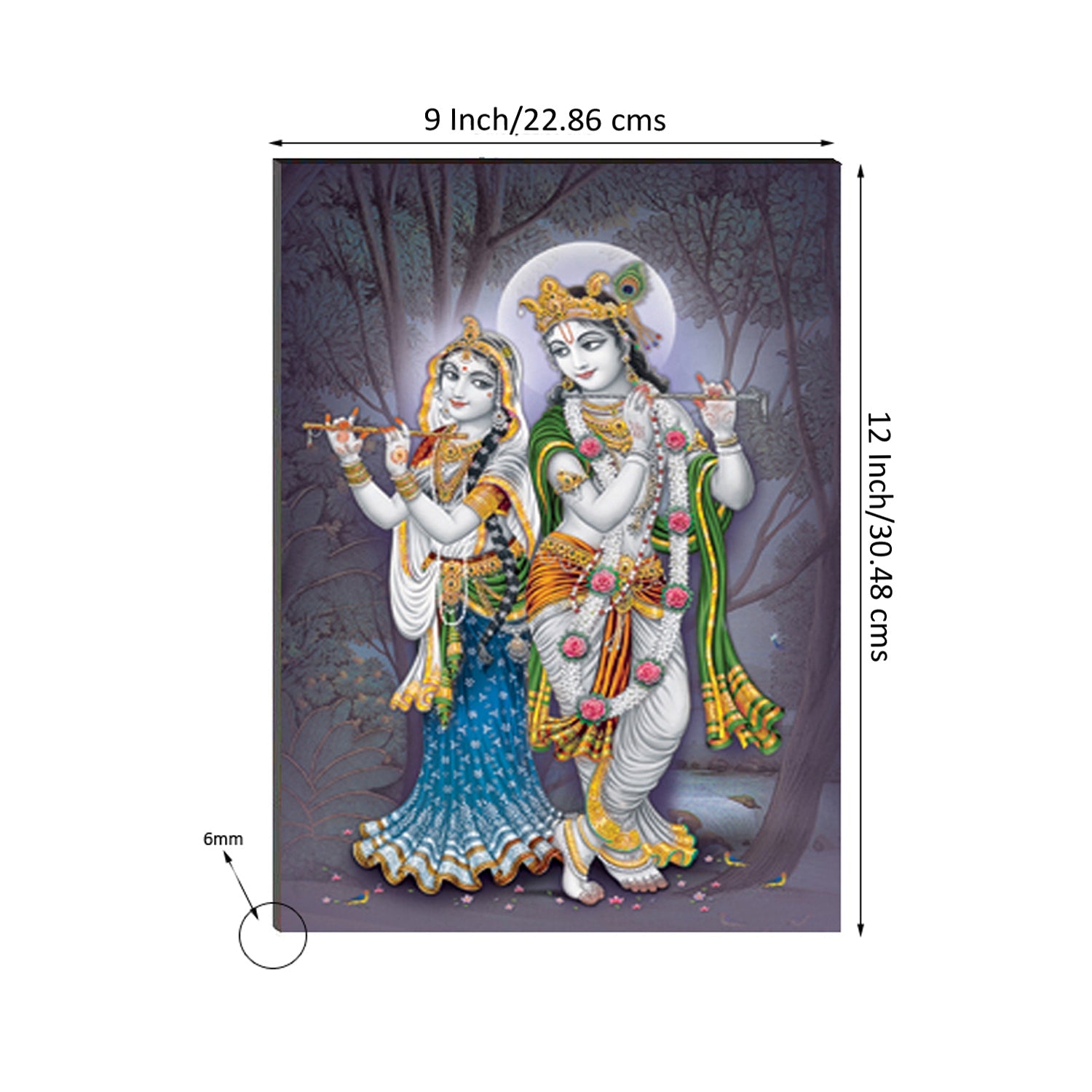 6MM MDF Radha Krishna Satin Matt Texture UV Art Painting Kafalo