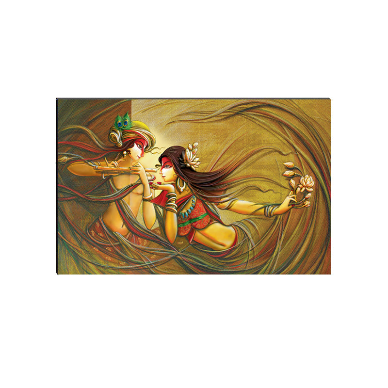6MM MDF Radha Krishna Playing Flute Satin Matt Texture UV Art Painting Kafalo