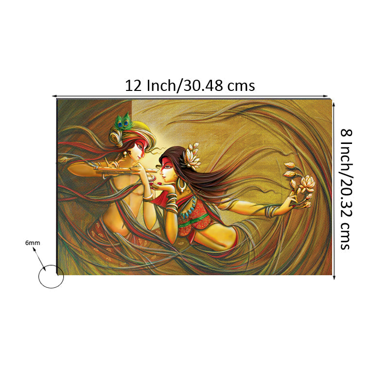 6MM MDF Radha Krishna Playing Flute Satin Matt Texture UV Art Painting Kafalo