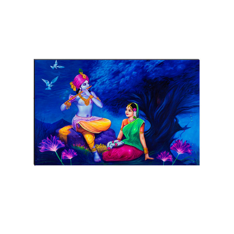6MM MDF Radha Krishna Playing Flute Satin Matt Texture UV Art Painting Kafalo