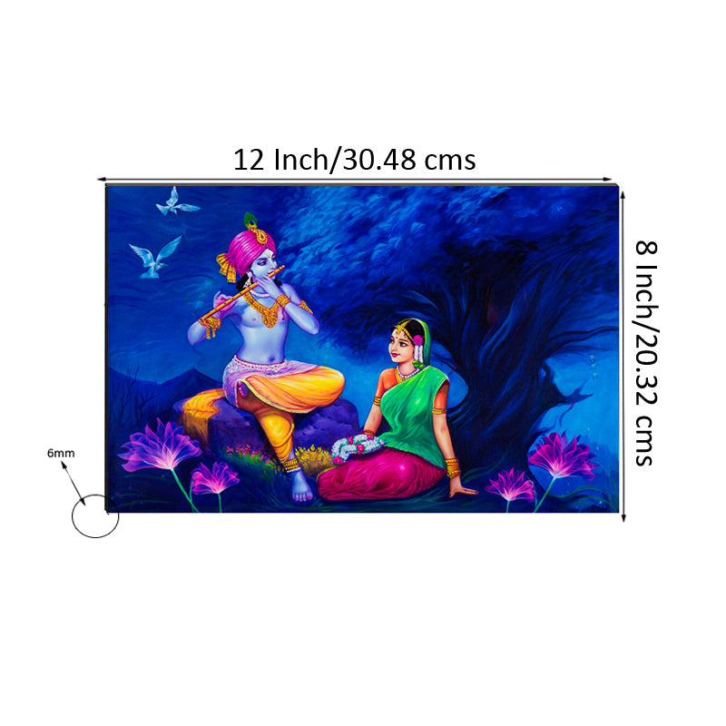 6MM MDF Radha Krishna Playing Flute Satin Matt Texture UV Art Painting Kafalo