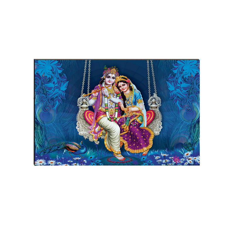 6MM MDF Radha Krishna Playing Flute Satin Matt Texture UV Art Painting Kafalo