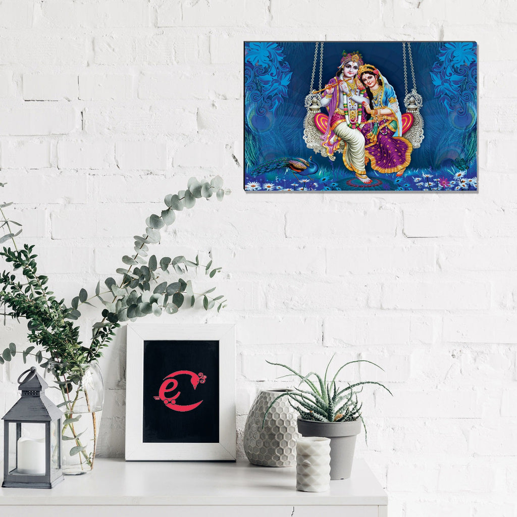 6MM MDF Radha Krishna Playing Flute Satin Matt Texture UV Art Painting Kafalo