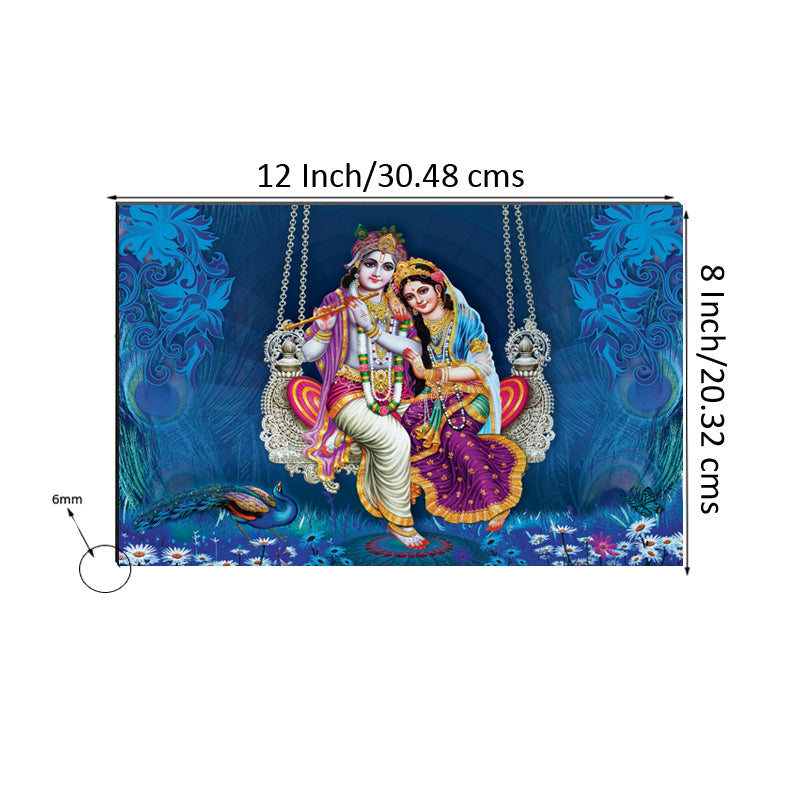 6MM MDF Radha Krishna Playing Flute Satin Matt Texture UV Art Painting Kafalo