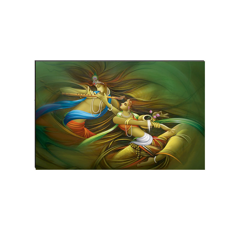 6MM MDF Radha Krishna Playing Flute Satin Matt Texture UV Art Painting Kafalo