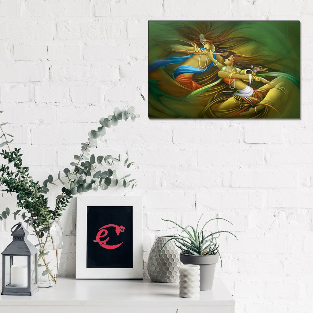6MM MDF Radha Krishna Playing Flute Satin Matt Texture UV Art Painting Kafalo