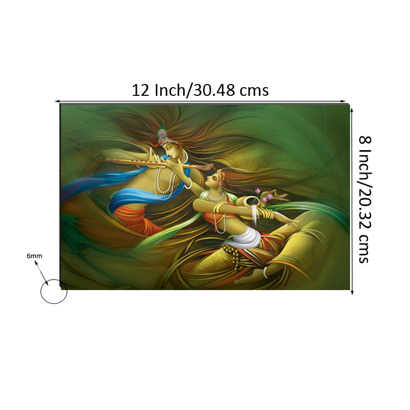 6MM MDF Radha Krishna Playing Flute Satin Matt Texture UV Art Painting Kafalo