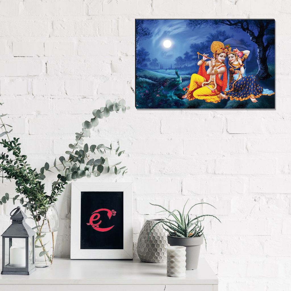6MM MDF Radha Krishna Playing Flute Satin Matt Texture UV Art Painting Kafalo