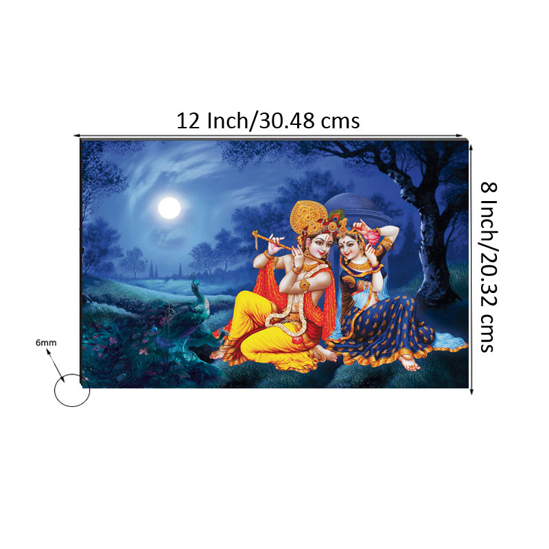 6MM MDF Radha Krishna Playing Flute Satin Matt Texture UV Art Painting Kafalo