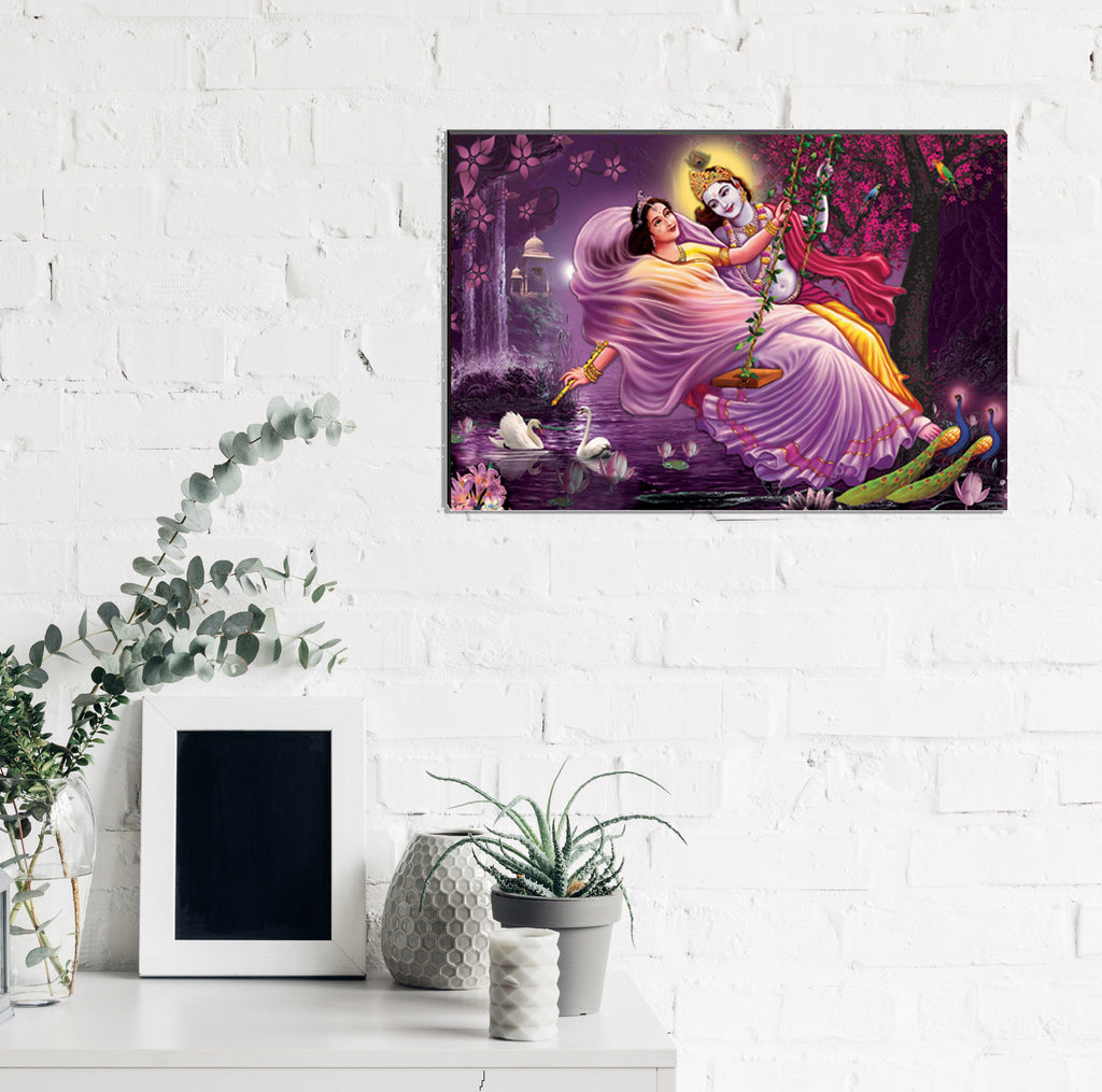 6MM MDF Radha Krishna Satin Matt Texture UV Art Painting Kafalo