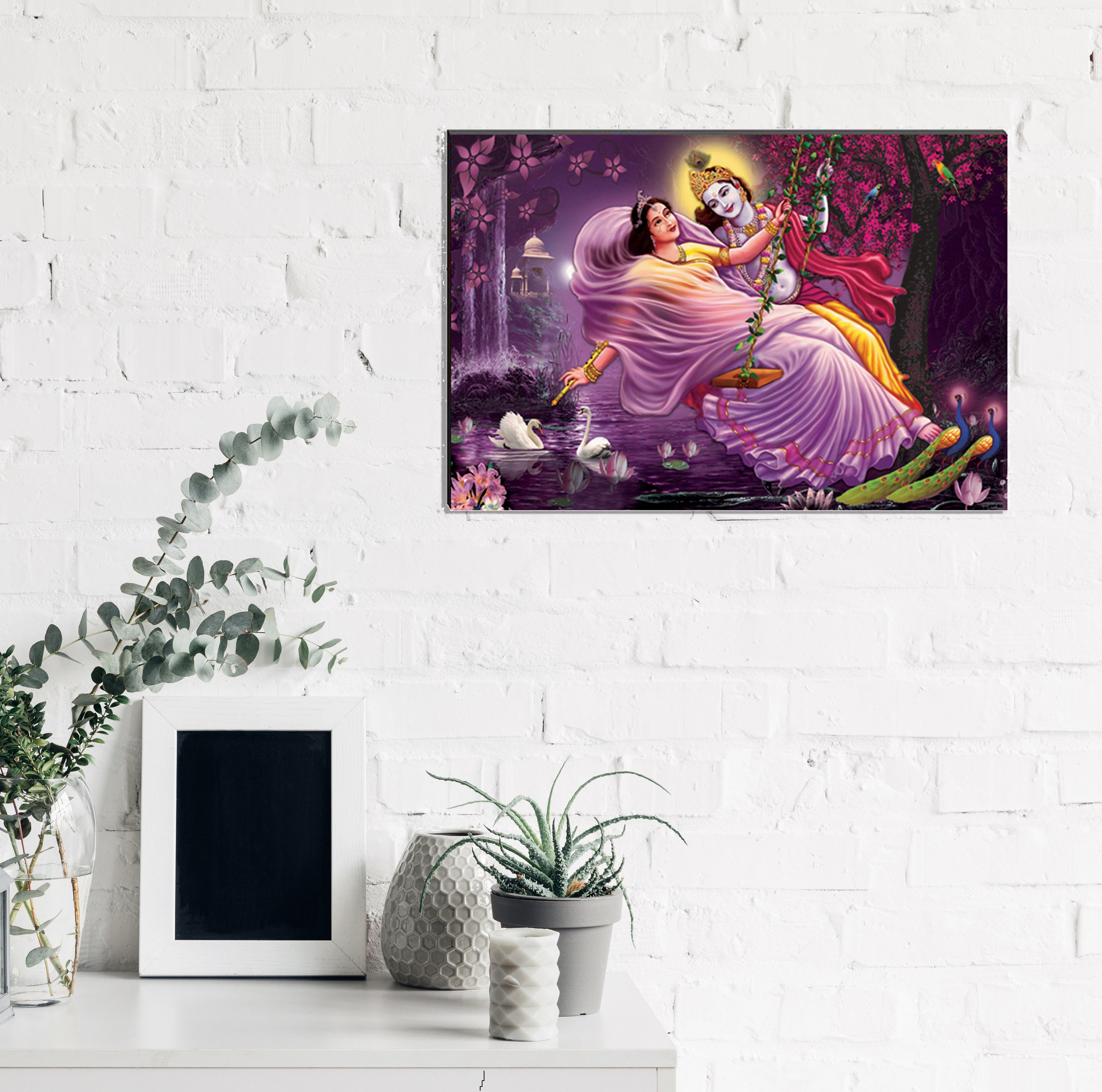 6MM MDF Radha Krishna Satin Matt Texture UV Art Painting Kafalo