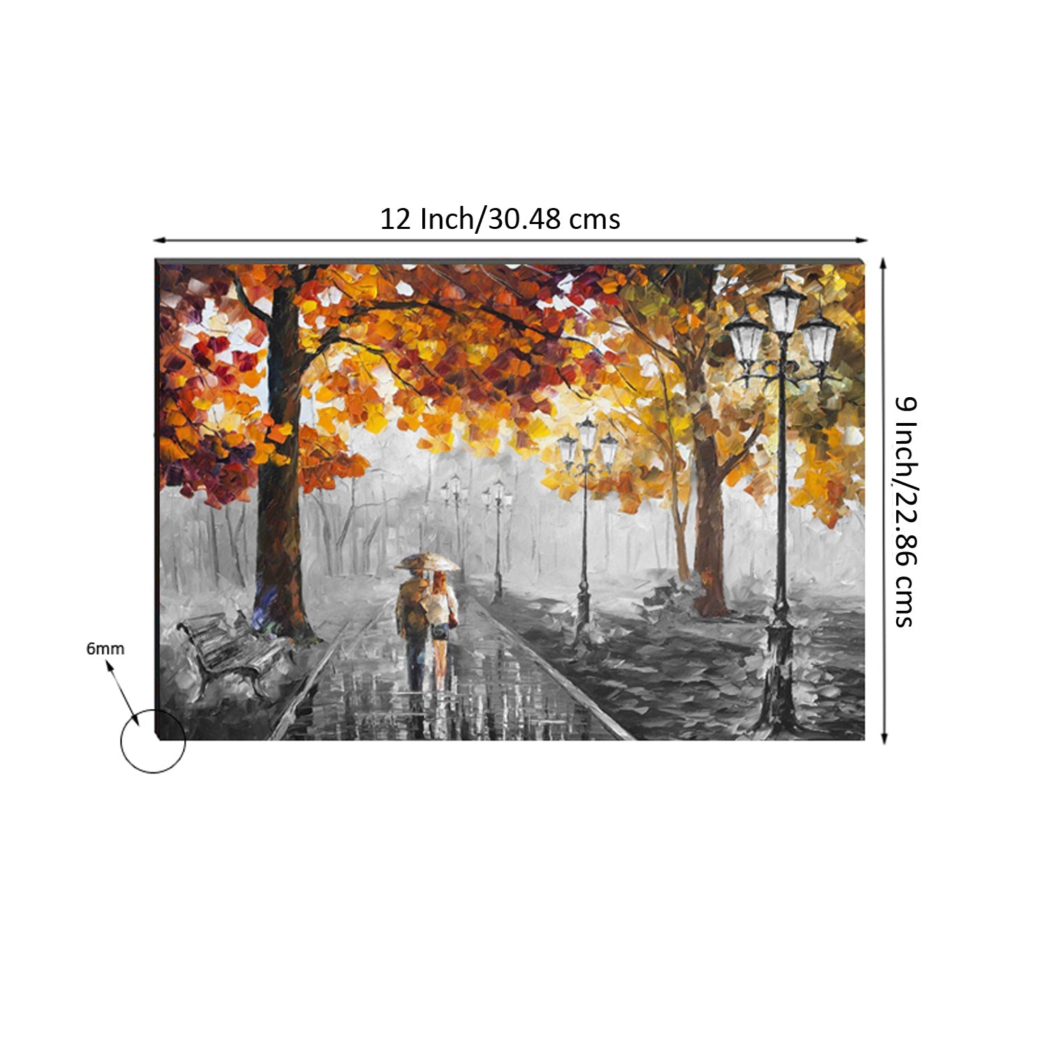 6MM MDF Loving Couple in rain Satin Matt Texture UV Art Painting Kafalo