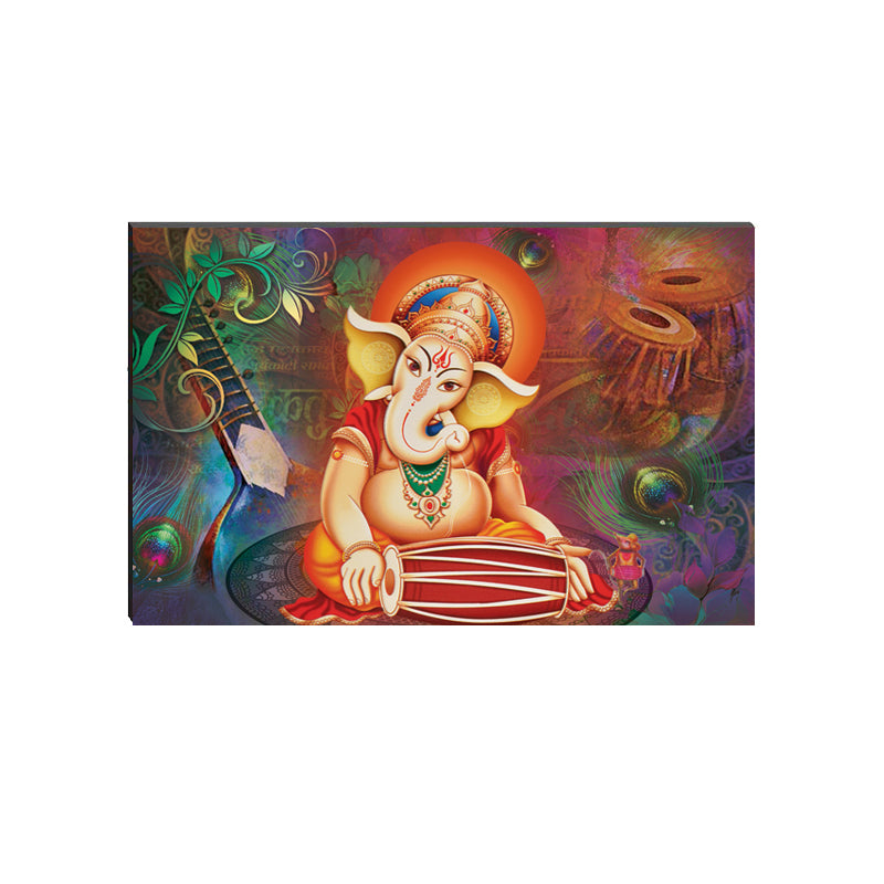 6MM MDF Lord Ganesha Playing Dholak Satin Matt Texture UV Art Painting Kafalo