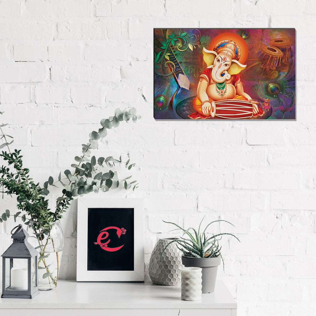 6MM MDF Lord Ganesha Playing Dholak Satin Matt Texture UV Art Painting Kafalo