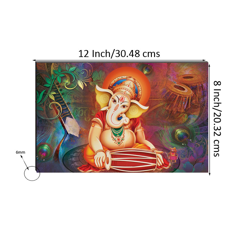 6MM MDF Lord Ganesha Playing Dholak Satin Matt Texture UV Art Painting Kafalo