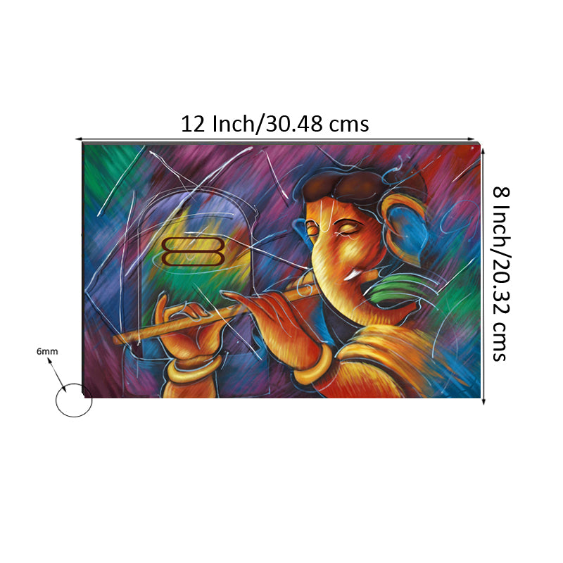 6MM MDF Lord Ganesha Playing Flute Satin Matt Texture UV Art Painting Kafalo