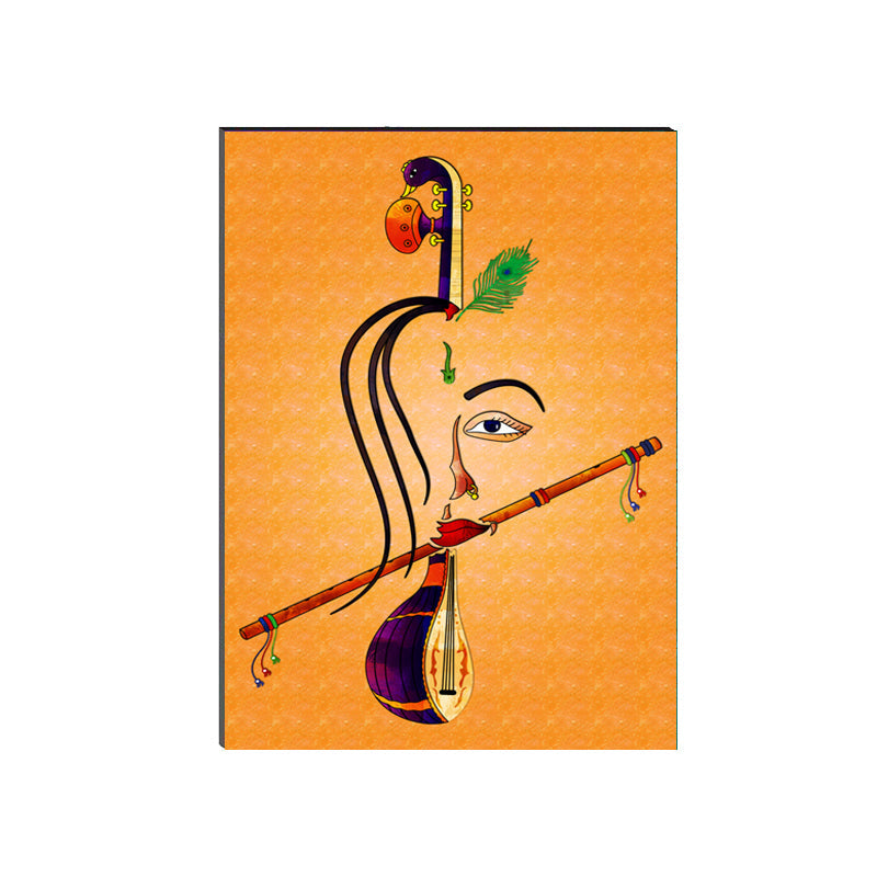 6MM MDF Lord Krishna playing Flute Satin Matt Texture UV Art Painting Kafalo