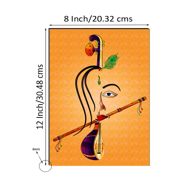 6MM MDF Lord Krishna playing Flute Satin Matt Texture UV Art Painting Kafalo