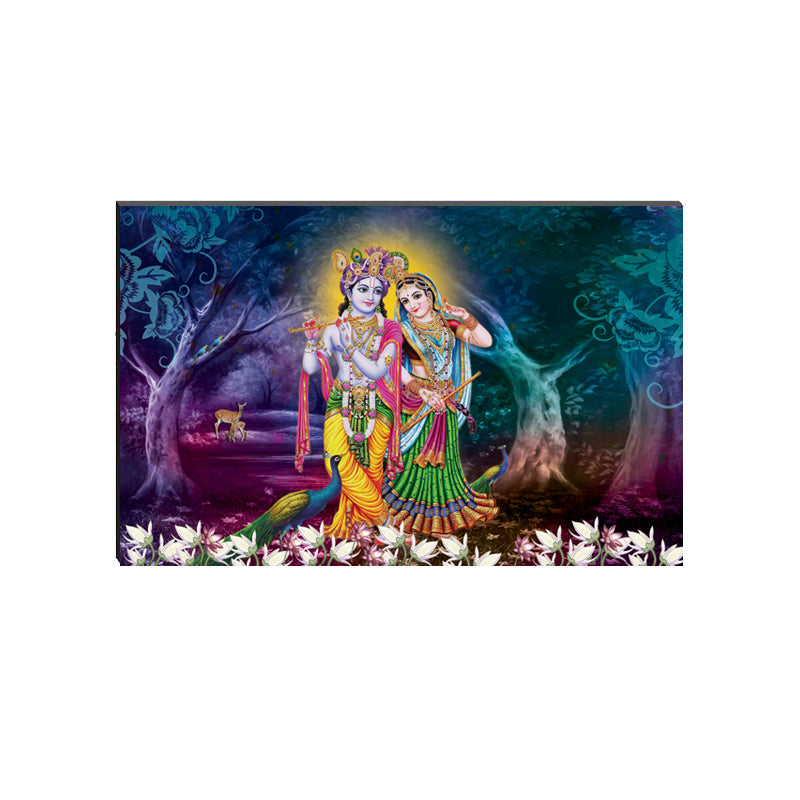 6MM MDF Radha Krishna Playing Flute Satin Matt Texture UV Art Painting Kafalo