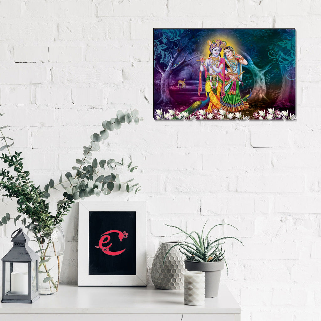 6MM MDF Radha Krishna Playing Flute Satin Matt Texture UV Art Painting Kafalo