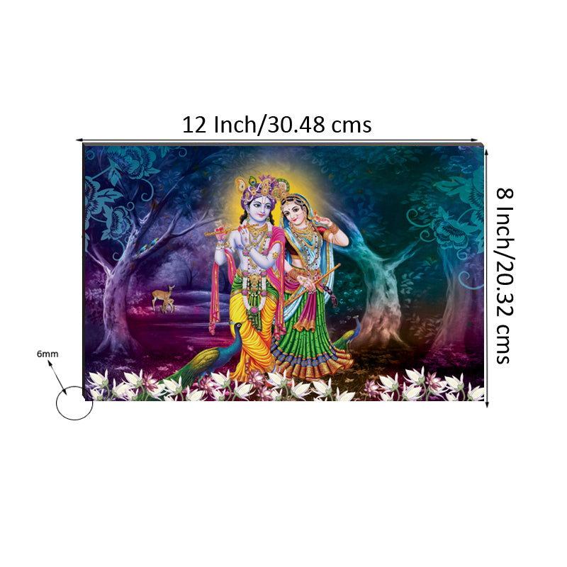 6MM MDF Radha Krishna Playing Flute Satin Matt Texture UV Art Painting Kafalo