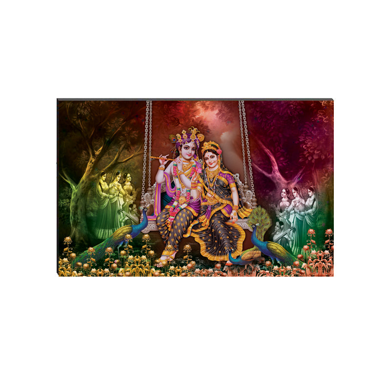 6MM MDF Radha Krishna Playing Flute Satin Matt Texture UV Art Painting Kafalo