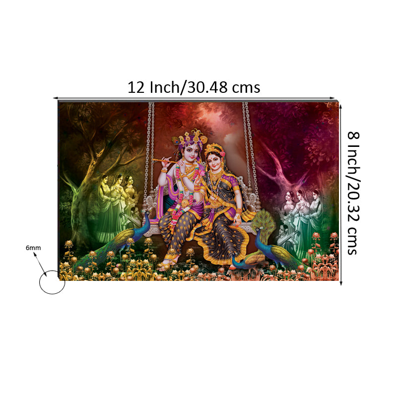 6MM MDF Radha Krishna Playing Flute Satin Matt Texture UV Art Painting Kafalo