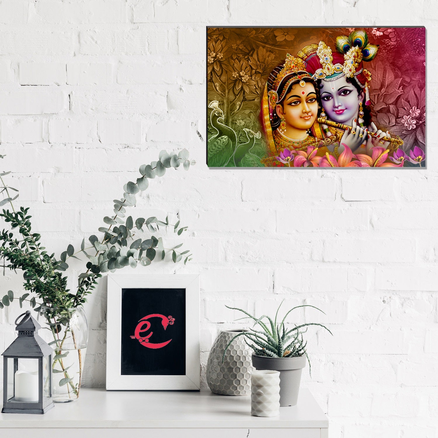 6MM MDF Radha Krishna Playing Flute Satin Matt Texture UV Art Painting Kafalo