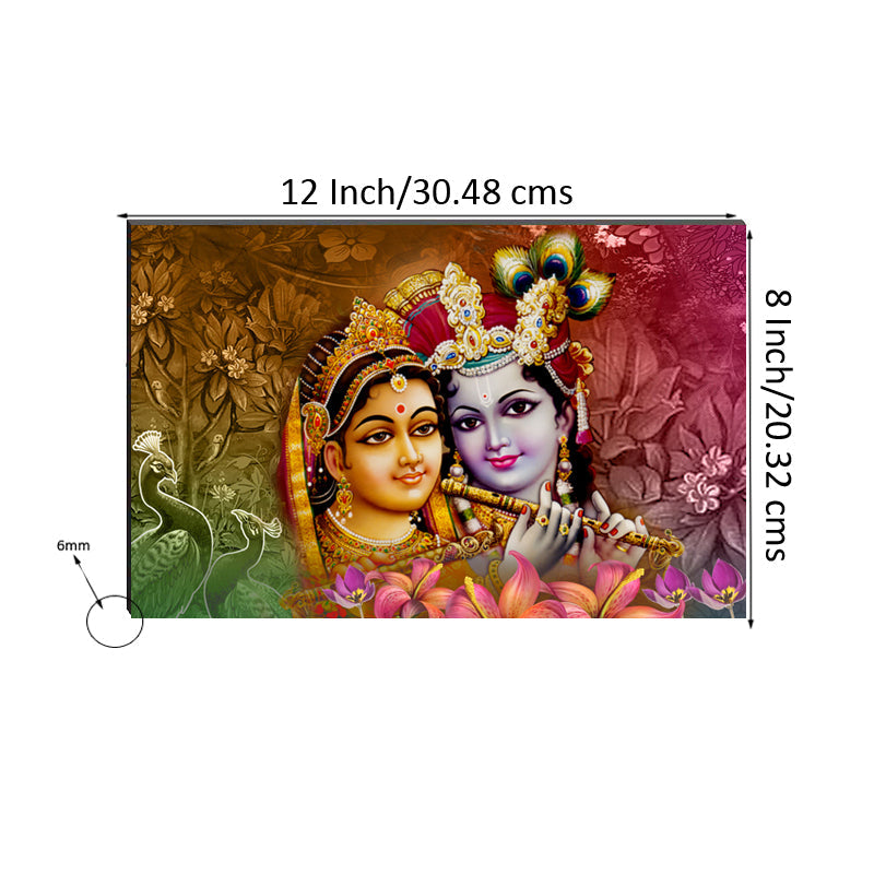 6MM MDF Radha Krishna Playing Flute Satin Matt Texture UV Art Painting Kafalo