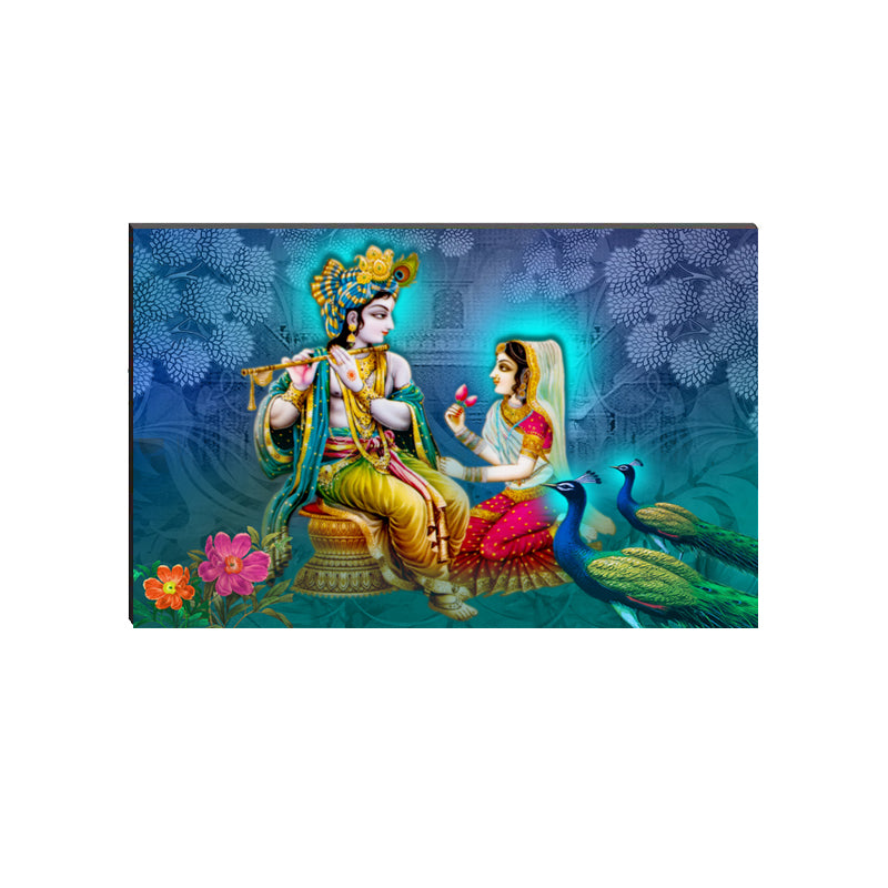 6MM MDF Radha Krishna Playing Flute Satin Matt Texture UV Art Painting Kafalo