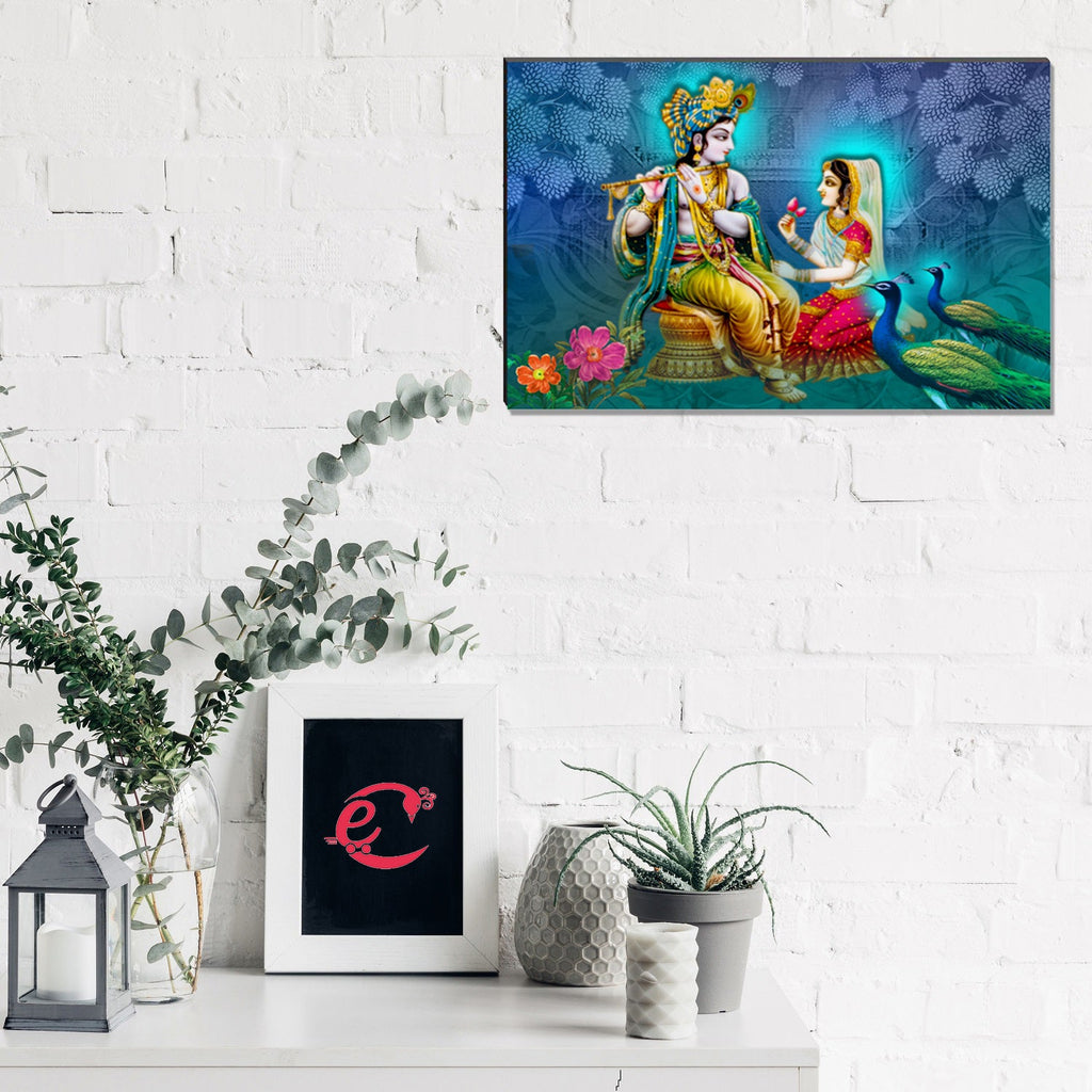 6MM MDF Radha Krishna Playing Flute Satin Matt Texture UV Art Painting Kafalo