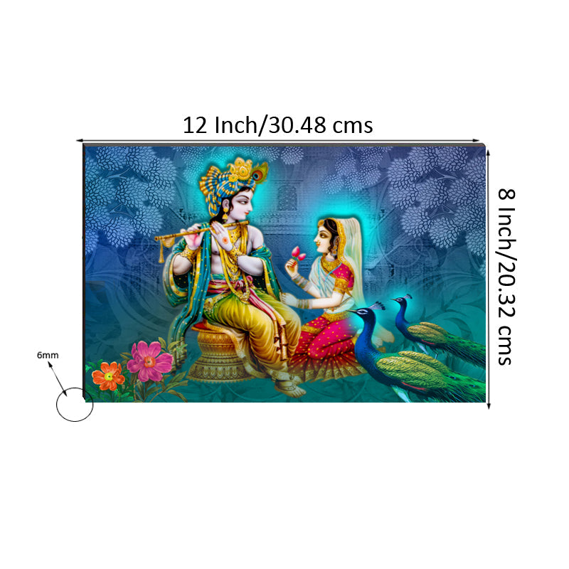 6MM MDF Radha Krishna Playing Flute Satin Matt Texture UV Art Painting Kafalo