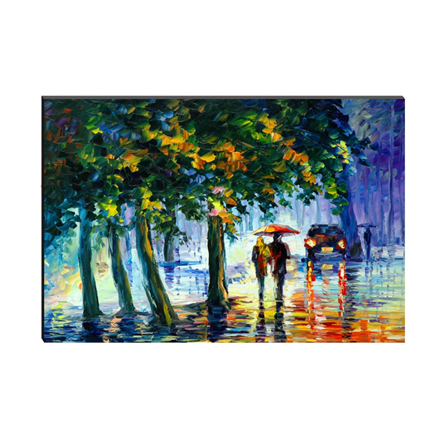 6MM MDF Loving Couple Under Umbrella in rain Satin Matt Texture UV Art Painting Kafalo