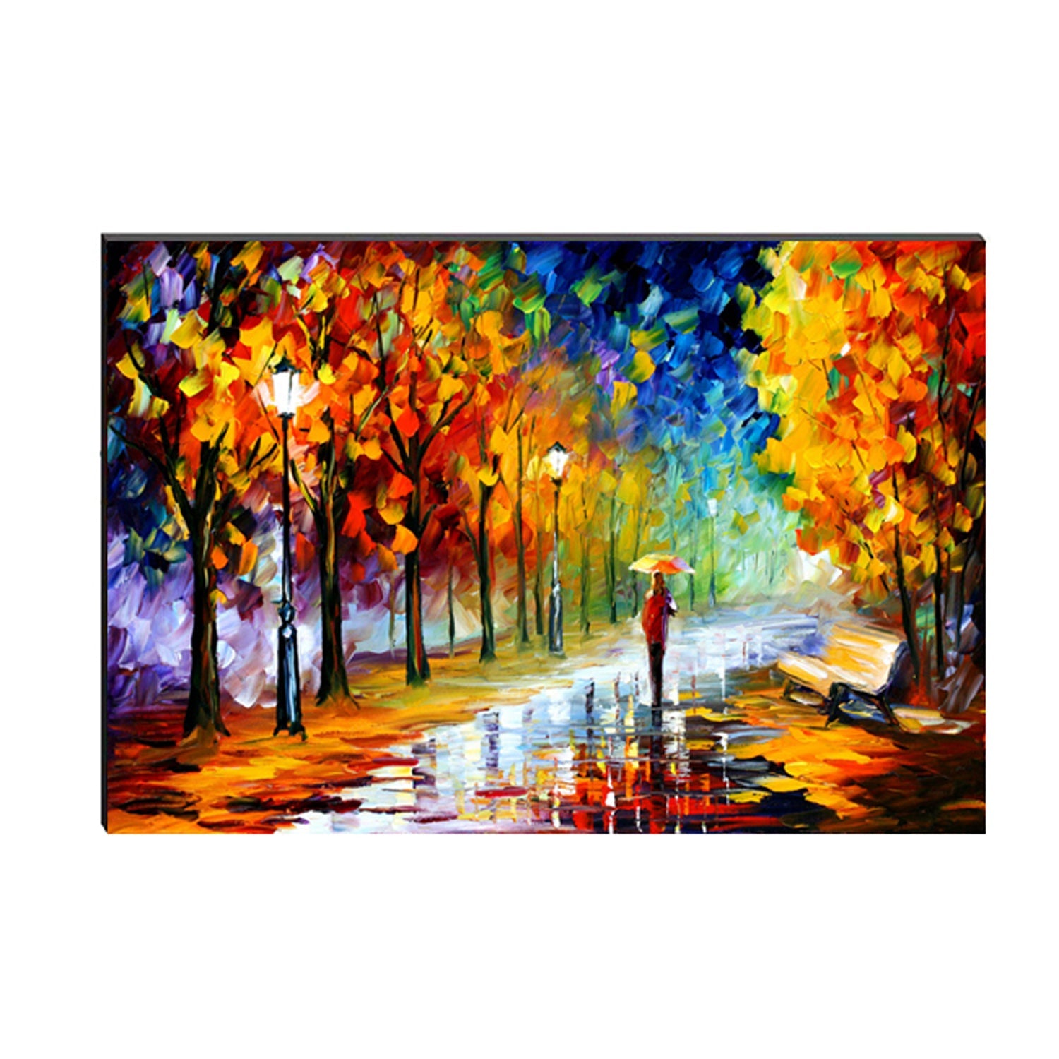 6MM MDF Alone Person Under Umbrella in Rain Satin Matt Texture UV Art Painting Kafalo