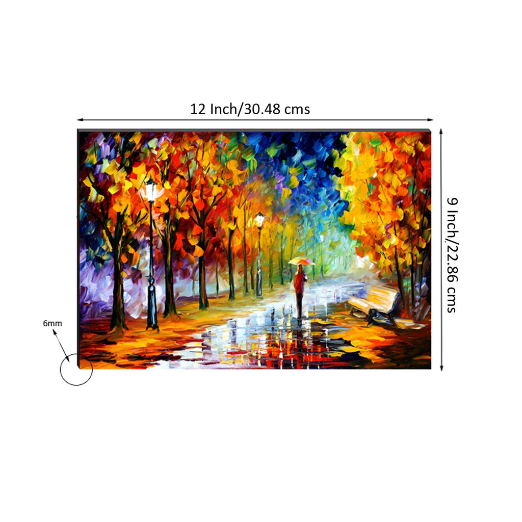 6MM MDF Alone Person Under Umbrella in Rain Satin Matt Texture UV Art Painting Kafalo