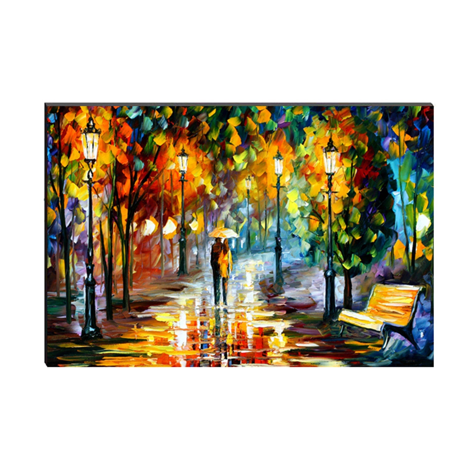 6MM MDF Loving Couple Under Umbrella in rain Satin Matt Texture UV Art Painting Kafalo